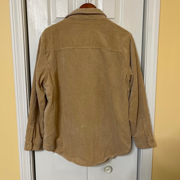 Love Tree Women's Tan Corduroy Pink Flannel Reversible Shacket Pockets XL - Picture 2 of 7